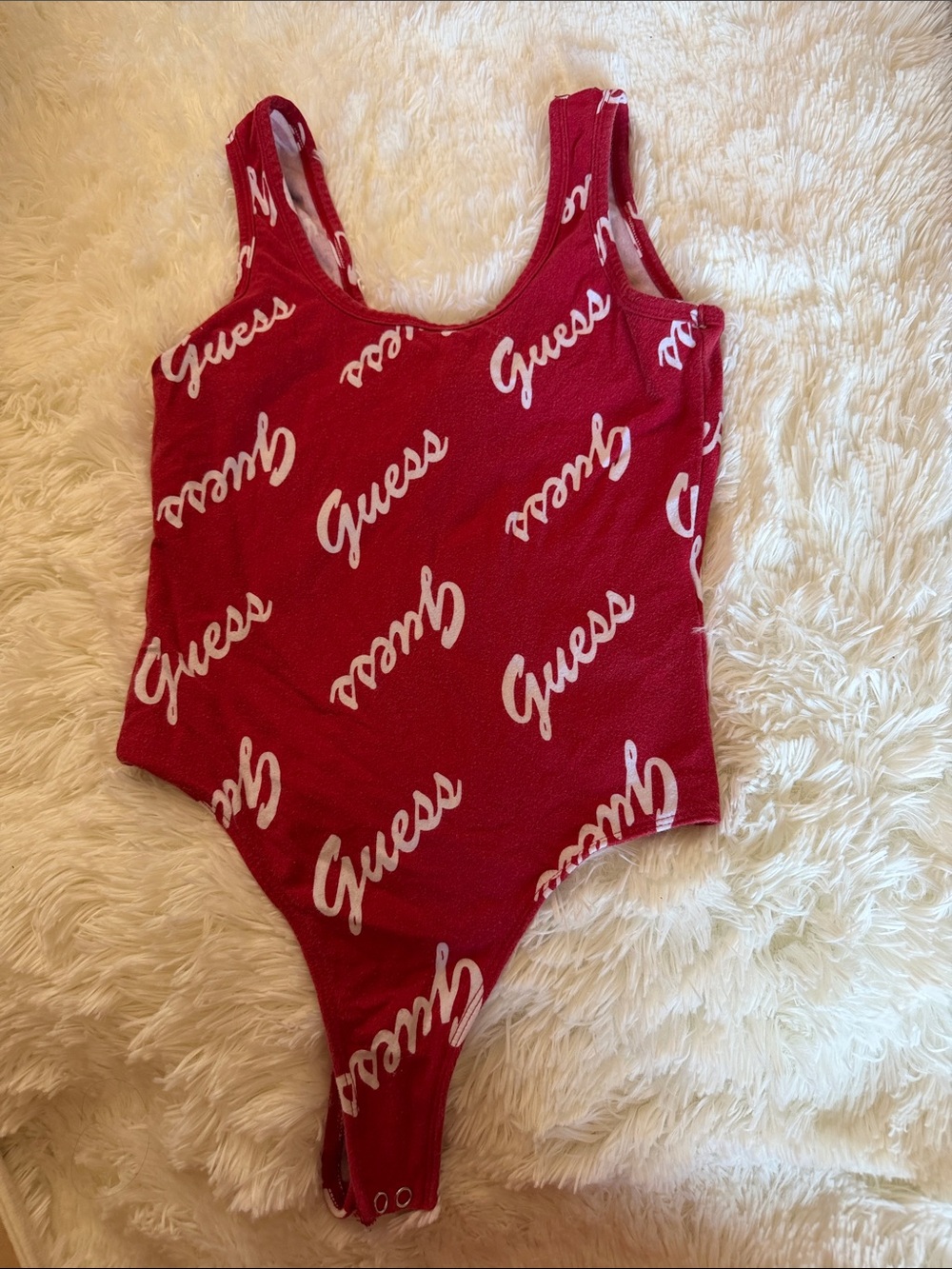 Guess Red Logo One-Piece Bodysuit